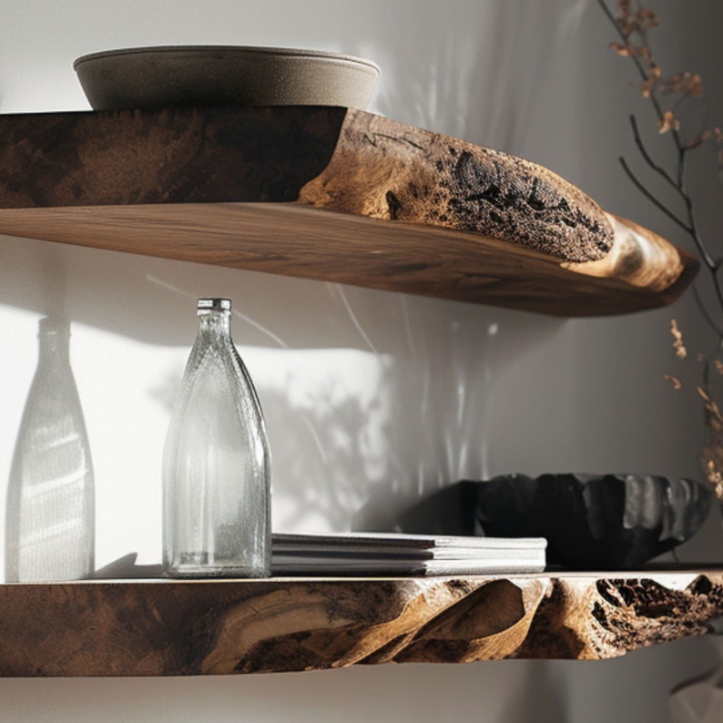 Wamoul Floating Wall Shelf Live Edge Shelf Decor