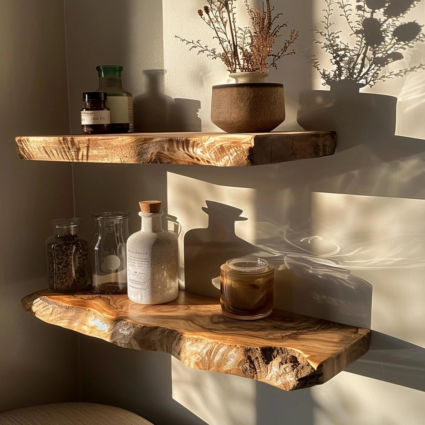 Wamoul Floating Custom Wall Shelf Live Edge