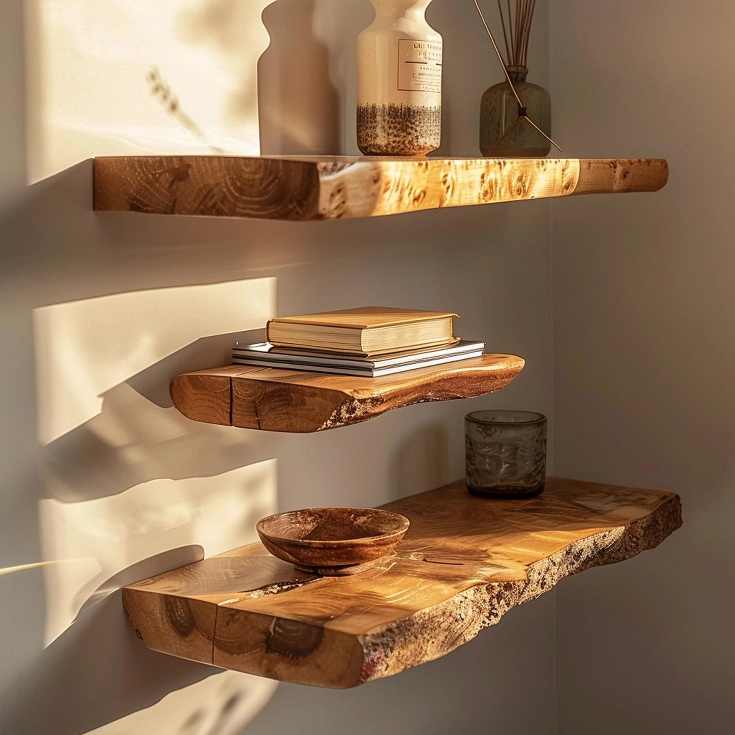 Wamoul Floating Custom Wall Shelf Live Edge