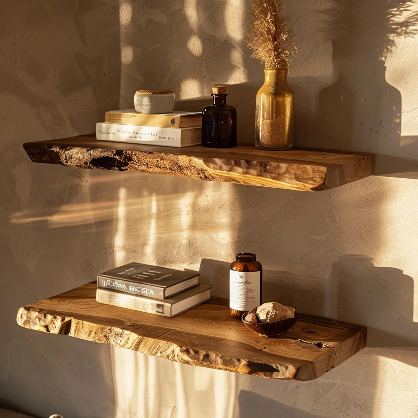Wamoul Floating Custom Wall Shelf Live Edge